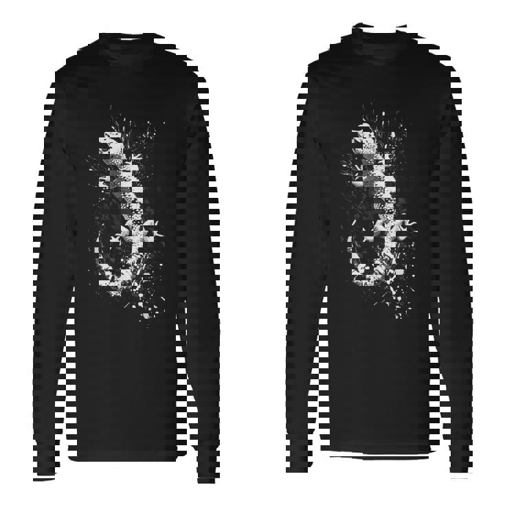 ヒョウモントカゲモドキ グランジ パンク スプラッター 長袖Tシャツ