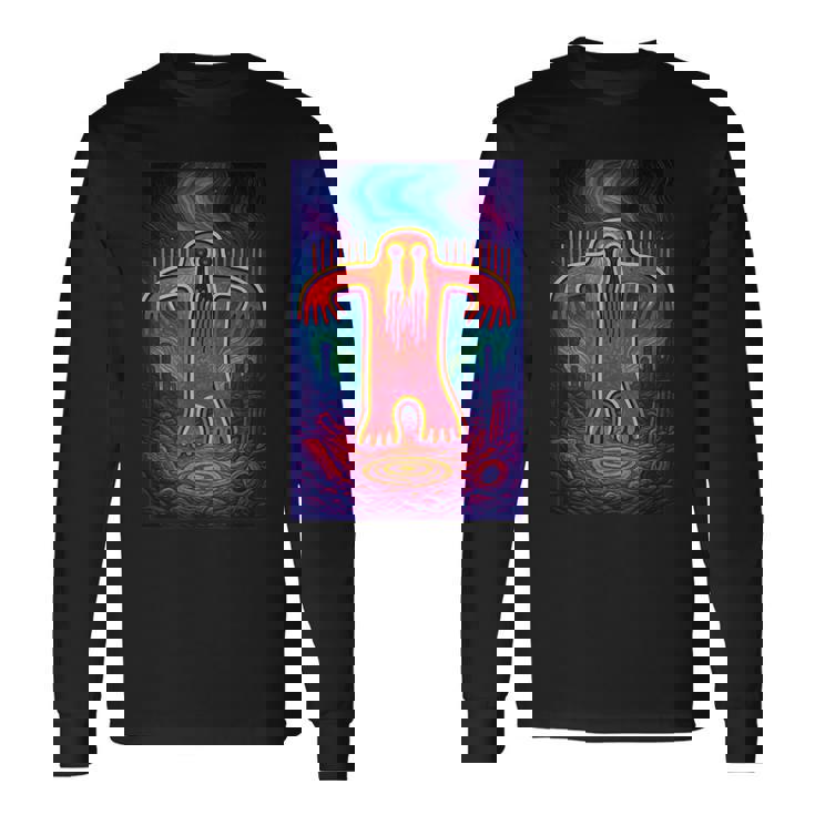 ビッグフット ペトログリフ – 古代サスカッチ洞窟アートデザイン 長袖Tシャツ