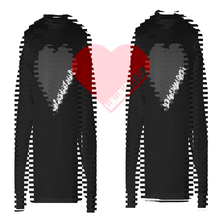 ピアノ ハート ピアノ 楽譜 ピアノスツール 鍵盤羽 長袖Tシャツ