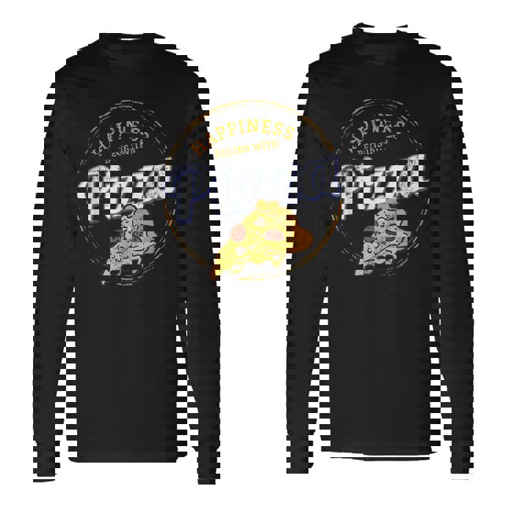 ピザナポリタンレトロスナックビンテージチーズデザイン 長袖Tシャツ