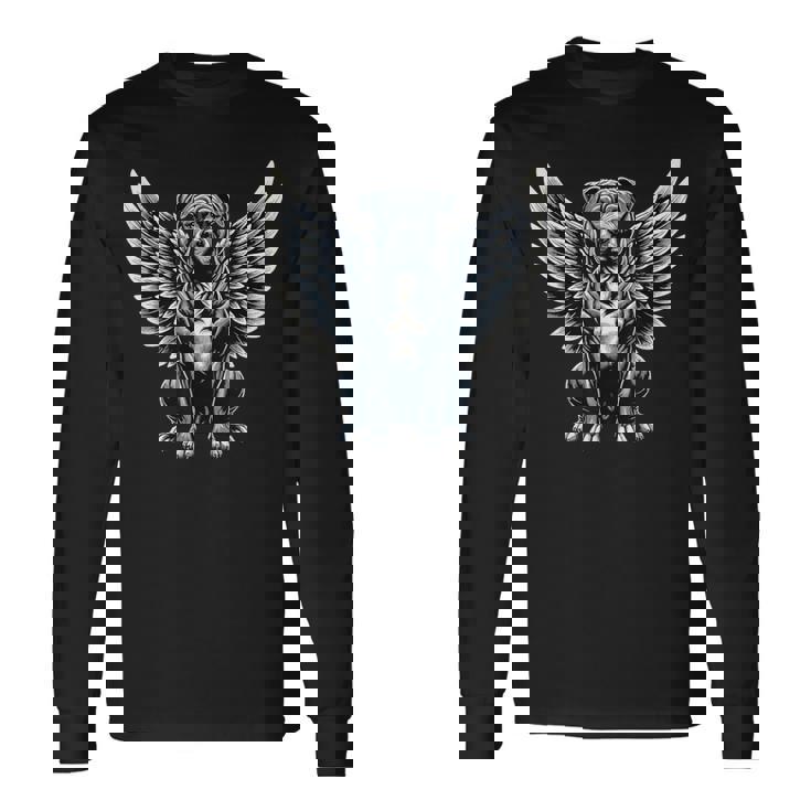 ピットブル 天使 犬 翼 動物 ペット メモリアル。 長袖Tシャツ