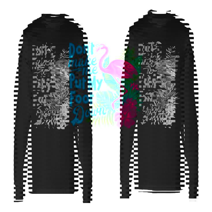 ピンクのフラミンゴ 長袖Tシャツ