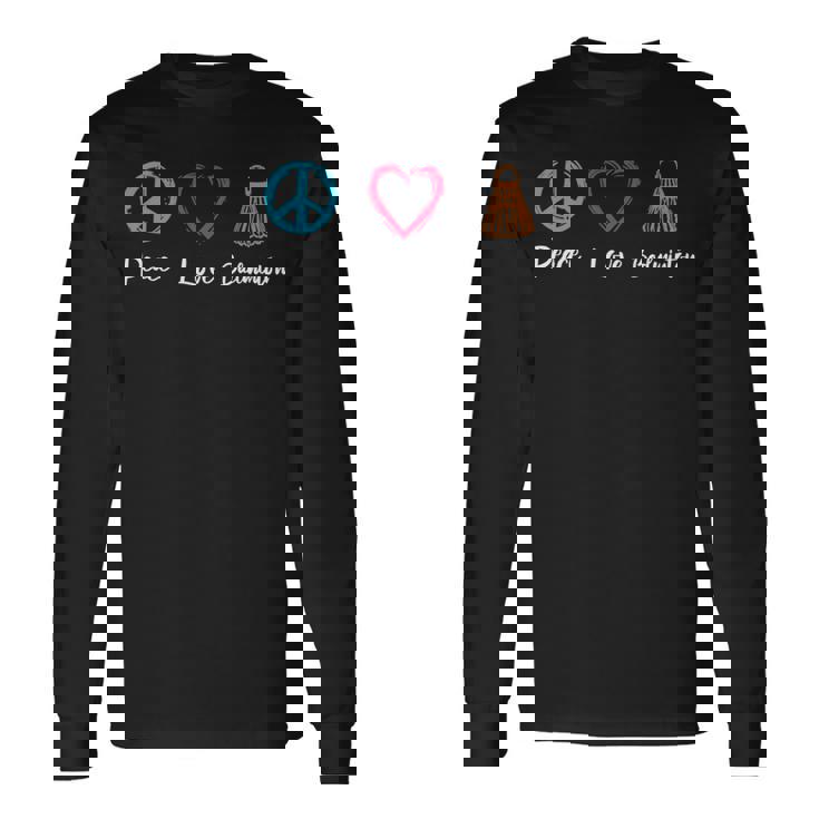 ピース・ラブ・バドミントン アイ・ラブ・バドミントン 長袖tシャツ 長袖Tシャツ