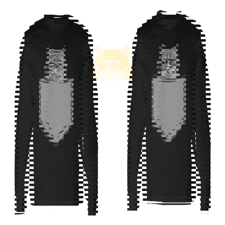 ファニーエキゾチックショートヘア猫 長袖Tシャツ