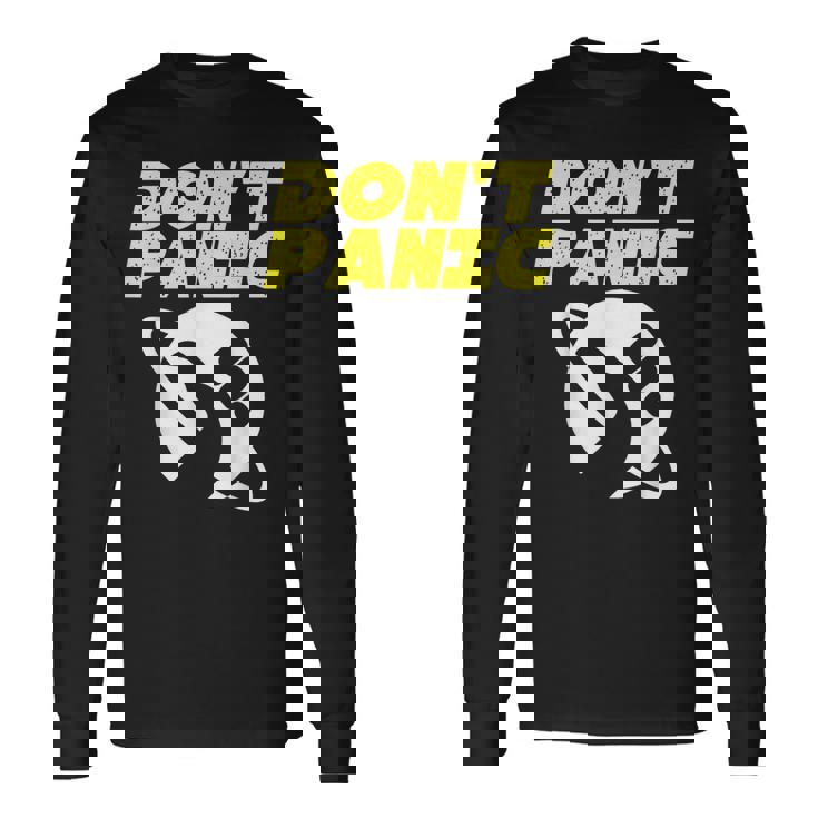 ファンアート ヒッチカーの銀河ガイド ドントパニック 長袖Tシャツ ギフトのアイデア