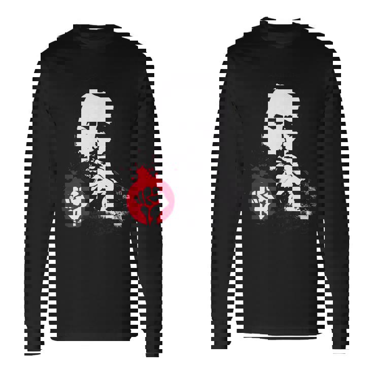 フィデル・カストロ・キューバ革命拳戦闘デモ 長袖Tシャツ