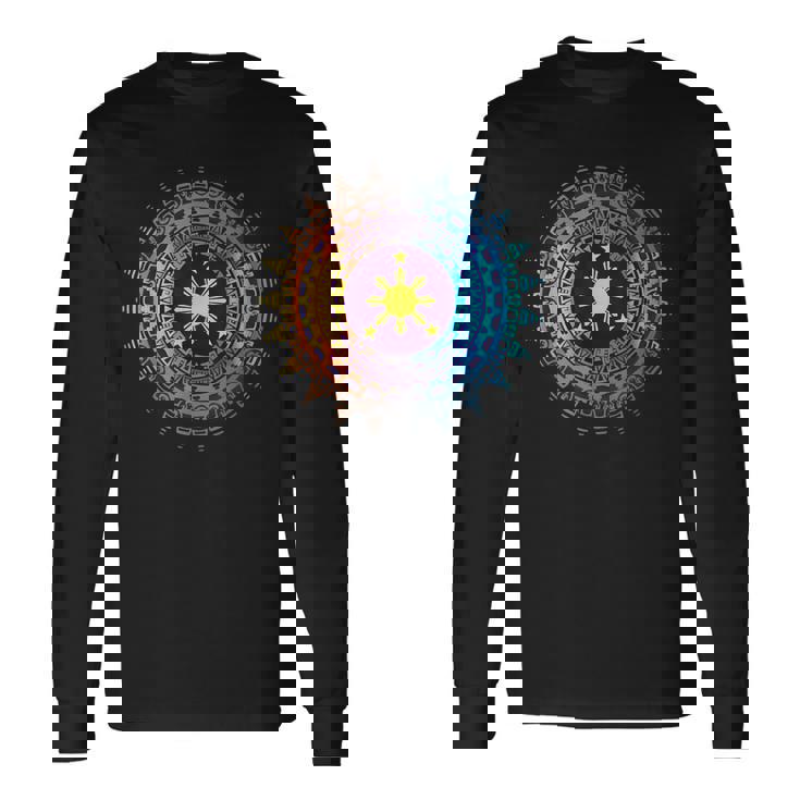 フィリピンの遺産 ヴィンテージ フィリピン国旗 アート ピース 長袖Tシャツ