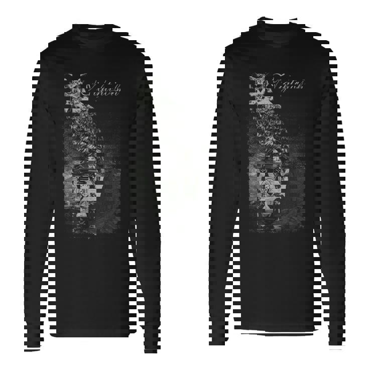 フクロウガラス 長袖Tシャツ