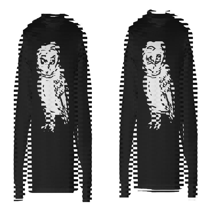 フクロウ愛好家 メンフクロウ かわいい 白い鳥 精神 動物 自然 アート 長袖Tシャツ