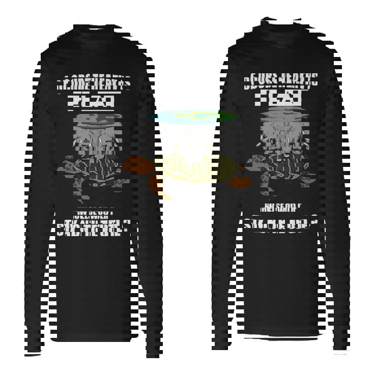 フラットアース理論 象 亀 フラットアース 面白科学 長袖tシャツ 長袖Tシャツ