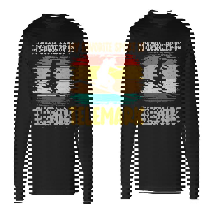 フリーヒールスキー 好きなスポーツはテレマークスキー スキーヤー 長袖Tシャツ