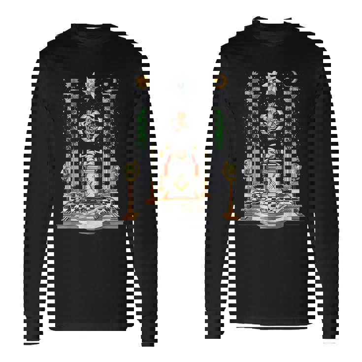 フリーメーソンのロッジ フリーメイソン フリーメイソンのコンパス フリーメイソンの祭壇 長袖Tシャツ