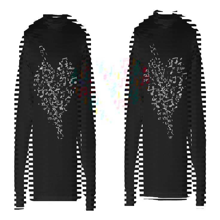 フルートハート フルート奏者 フルート奏者 マーチングバンド音楽 長袖Tシャツ