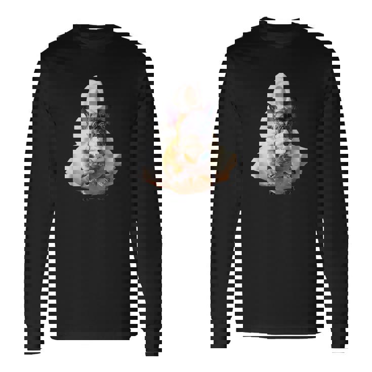 フレンチブルドッグ 犬 アイスクリームを食べる犬 面白い かわいい 長袖Tシャツ ギフトのアイデア