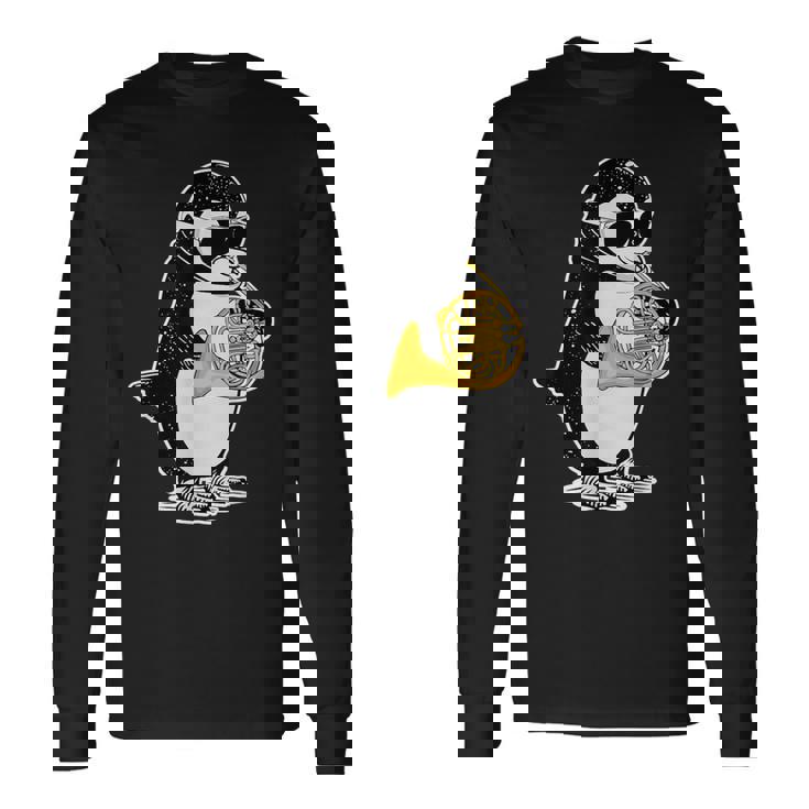 フレンチホルン奏者 ペンギン好き 音楽 フレンチホルン 長袖Tシャツ