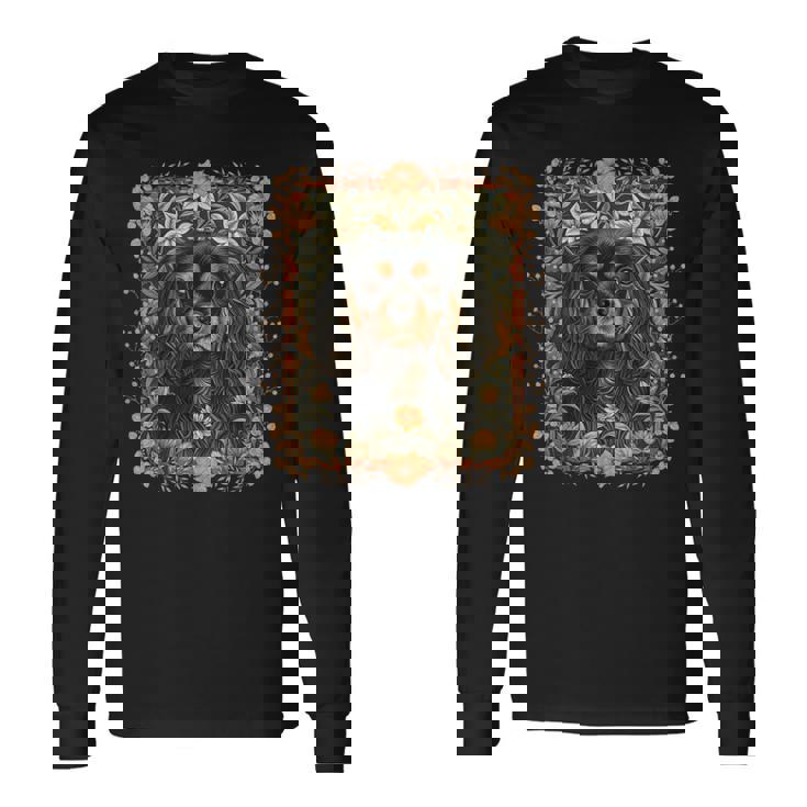 ブラックとタン キャバリア王チャールズ スパニエル ヴィンテージ 長袖Tシャツ