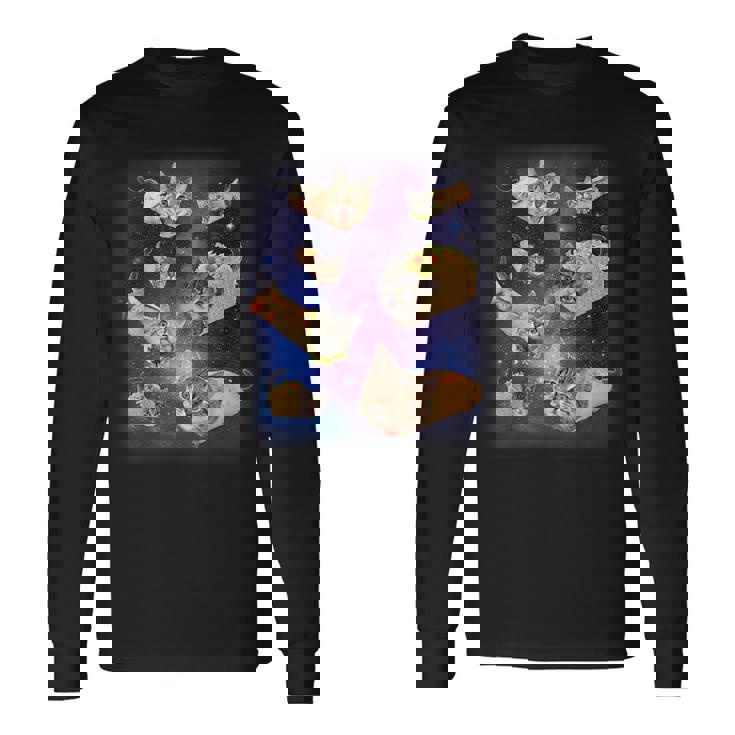 ブリトー猫とタコスキャット 宇宙 ギャラクシー ミーム タコキャット 愚かな 長袖Tシャツ ギフトのアイデア