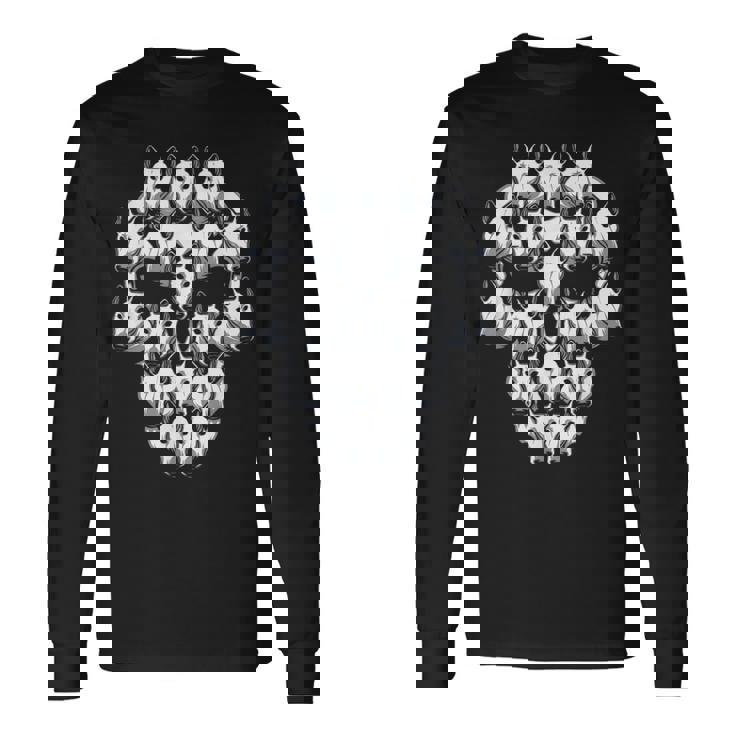 ブルテリア スケルトン ハロウィン コスチューム 怖い 長袖Tシャツ