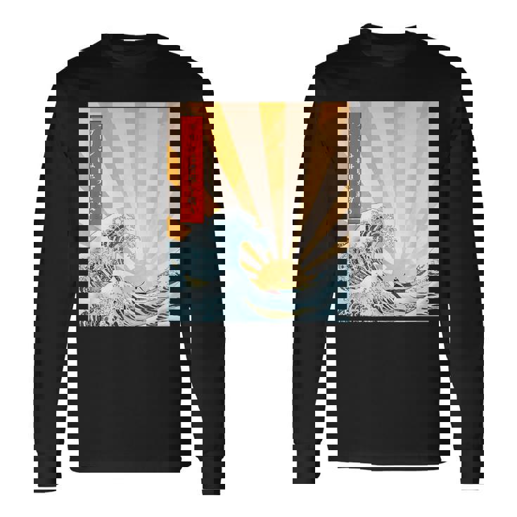 プリン 地球 日本語 浮世絵 和風デザイン 和柄 プリンは世界を救う 長袖Tシャツ