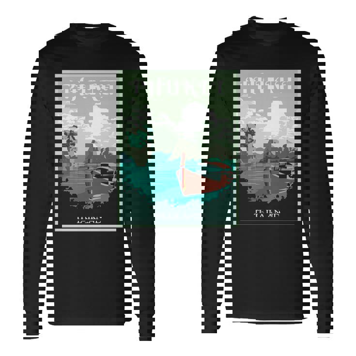 プーケット ロングテール ボート サムイ島 タイ 微笑みの国 バンコク お土産 旅行の贈り物 休暇 ビーチ パッタイ 長袖tシャツ 長袖Tシャツ