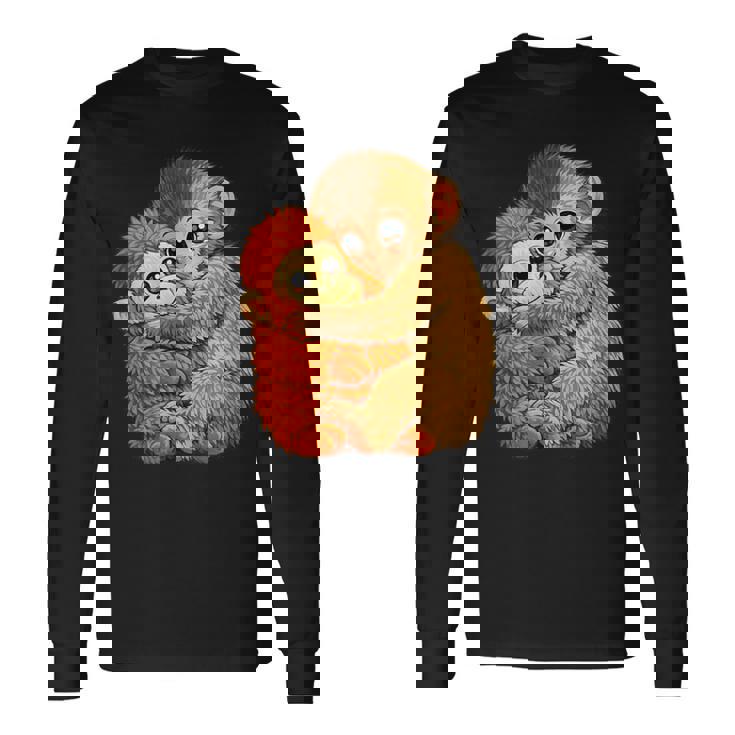 ベビーモンキーパンチ 面白い猿のぬいぐるみミーム 長袖Tシャツ