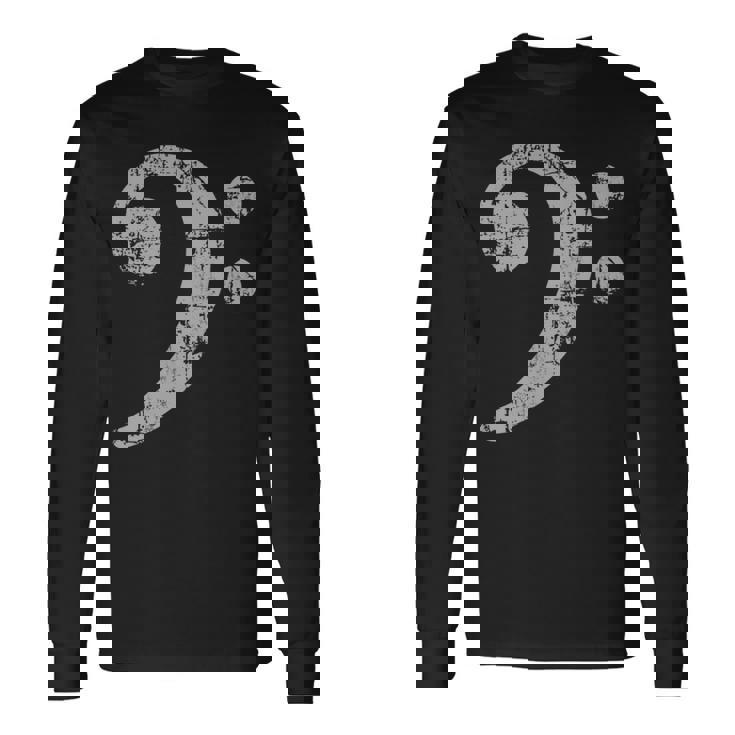 ベースト音記号ヴィンテージグレー ベースシスト低音プレーヤー 長袖tシャツ 長袖Tシャツ