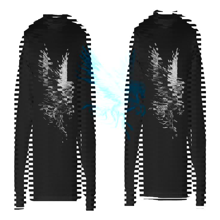 ペガサスユニコーンモチーフイラスト 長袖Tシャツ