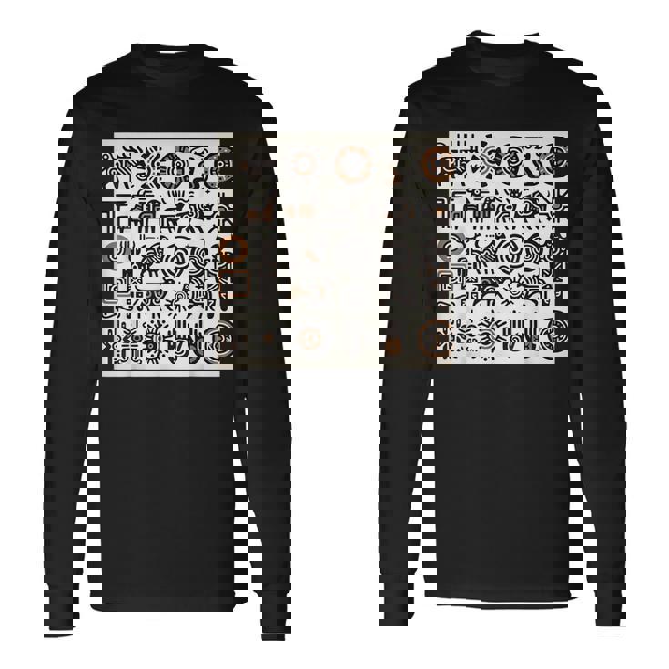 ペトログリフロックの彫刻ネイティブアメリカン 長袖Tシャツ