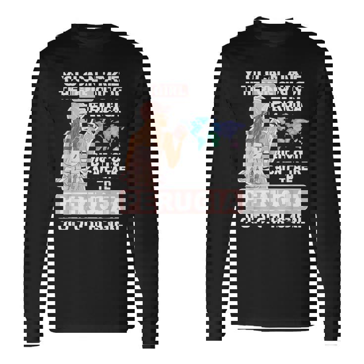 ペルージャシティのクールな少女 誇り高きペルージャガール 長袖Tシャツ