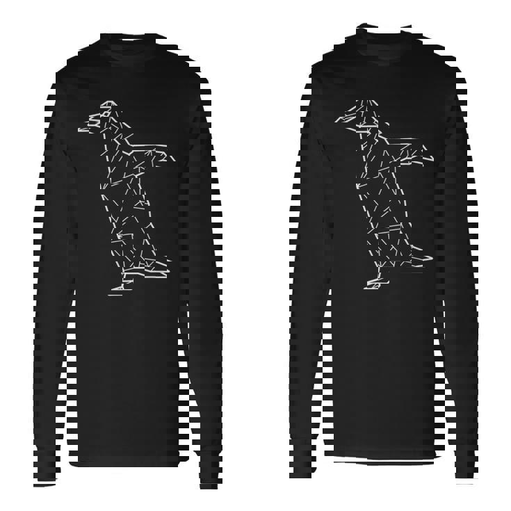 ペンギン 幾何学的 ミニマリスト 幾何学的 多角形 ラインアート 長袖Tシャツ