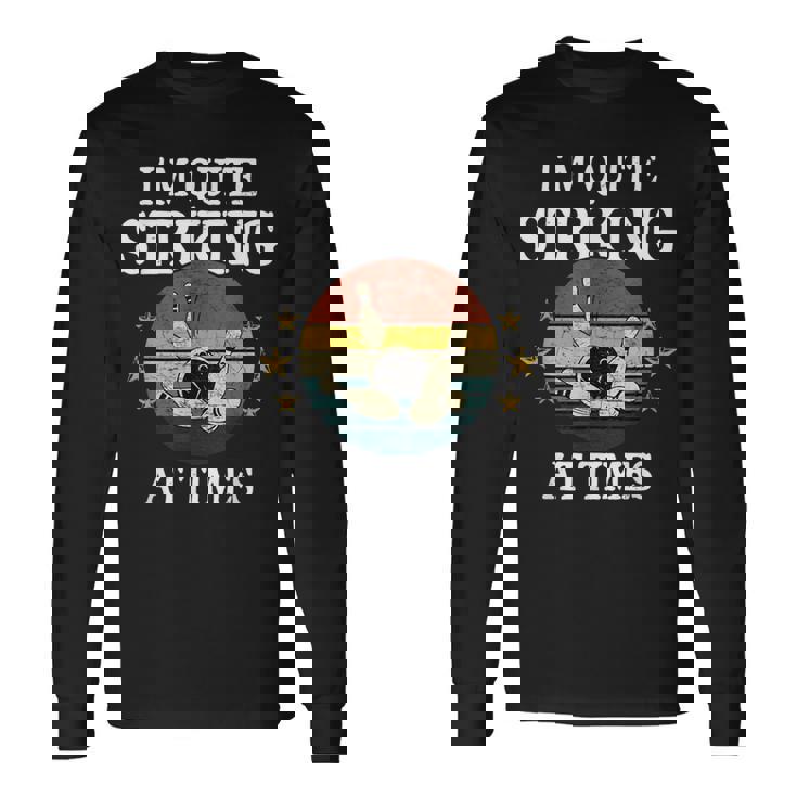 ボウリング私はかなり印象的です面白いビンテージボウラーダジャレ 長袖Tシャツ