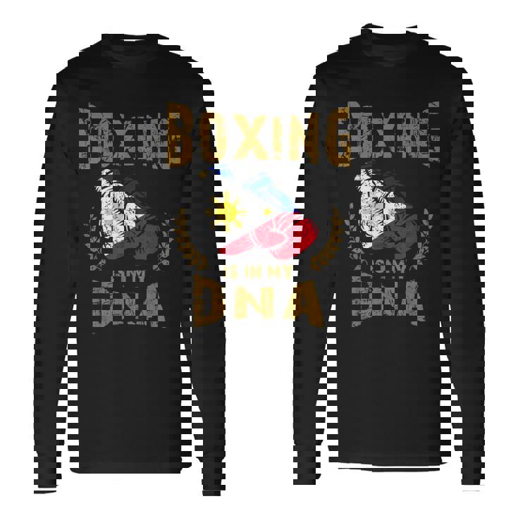 ボクシングは私の Dna にある フィリピン国旗のボクシング グローブ 長袖Tシャツ