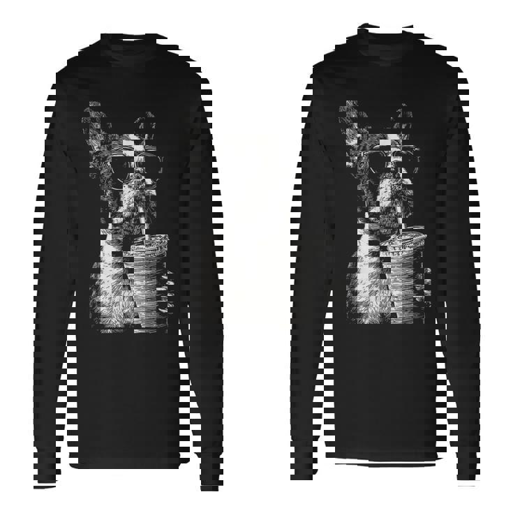 ボストンテリア ドリンク アイスコーヒー 面白い Bostie Dog Meme 長袖Tシャツ