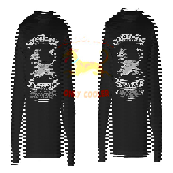 ボルゾイママ、まるで普通のママ専用クーラー-ボルゾイ犬 長袖Tシャツ