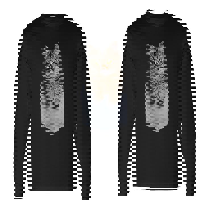 ポケットに入ったノルウェージャンフォレストキャット 長袖Tシャツ