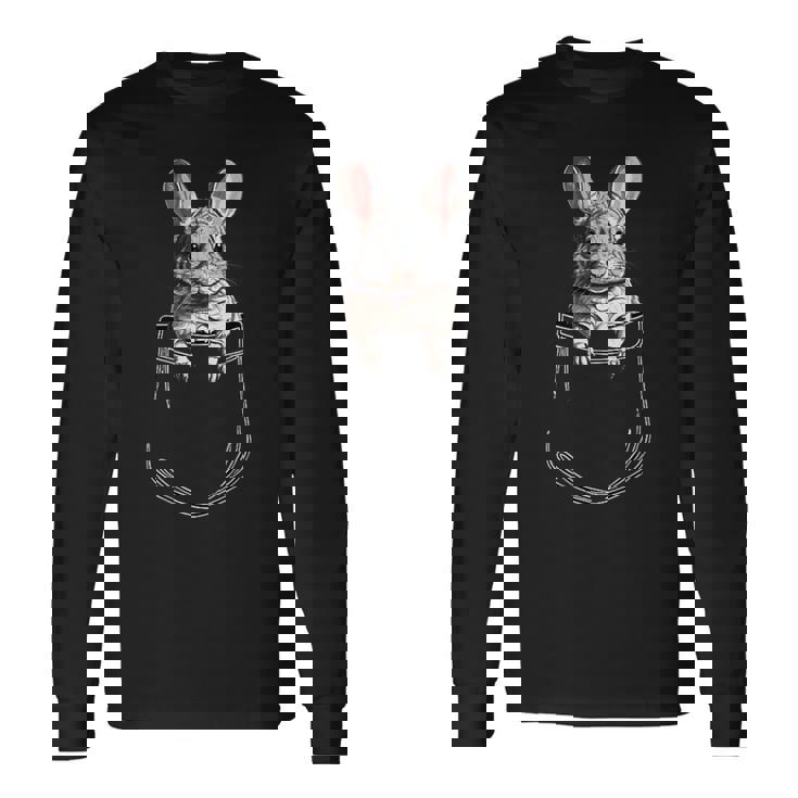 ポケットチンチラ、ポケットに面白いチンチラ 長袖Tシャツ