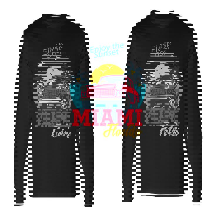 マイアミビーチtシャツ、マイアミ半袖グラフィックデザイン。 長袖Tシャツ