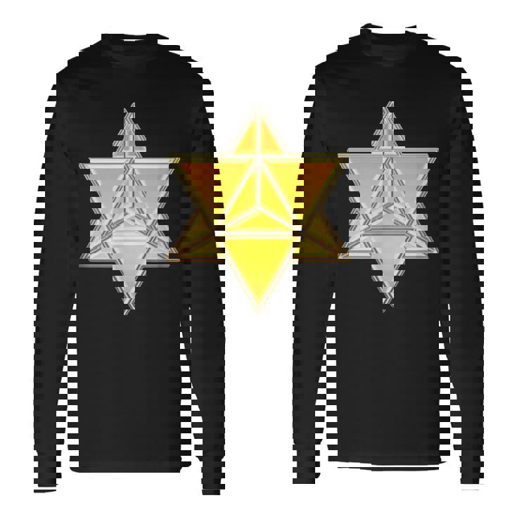 マカバ神聖幾何学ヨガスピリチュアリティ瞑想トレンド 長袖Tシャツ