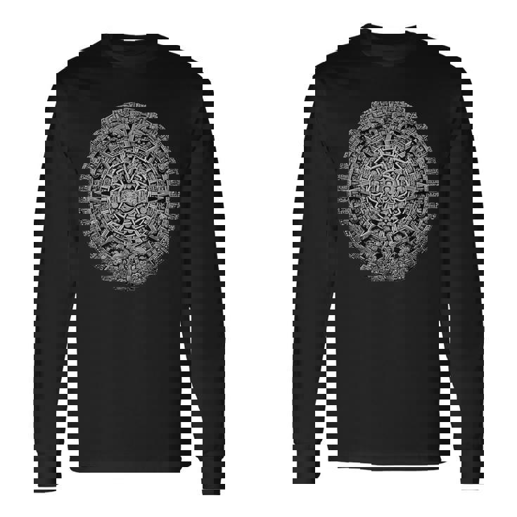 マヤ暦 マヤアステカ メキシコ 太陽 石 古代アステカ 長袖Tシャツ