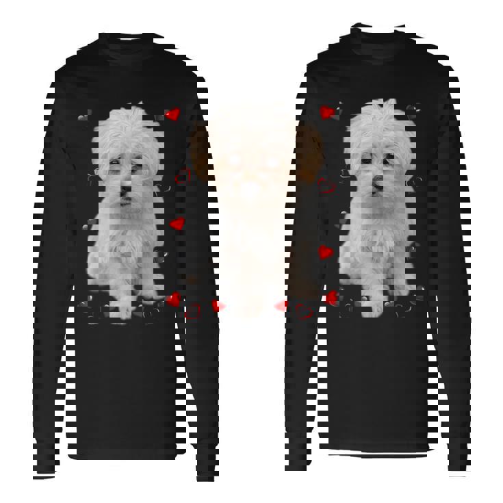 マルチーズ 犬 オーナー ラバー デザイン 子犬 ハート デザイン 長袖Tシャツ