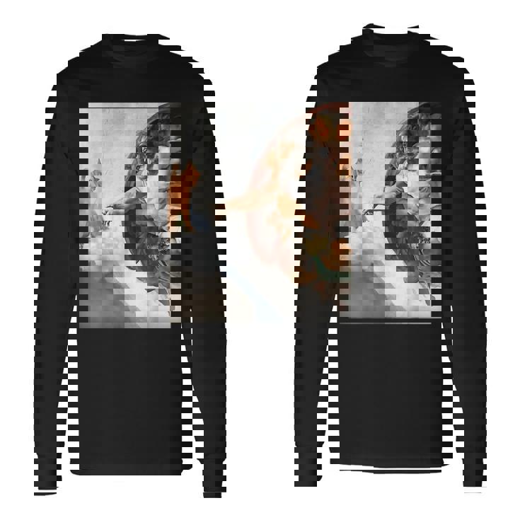 ミケランジェロの愉快な創作猫ミーム。 長袖Tシャツ