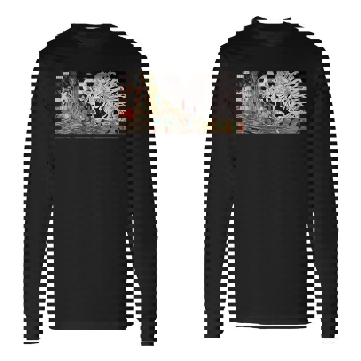 ミツクニ スケルトンスペクターに逆らう 歌川国芳作 長袖Tシャツ