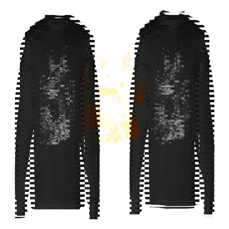 ミニチュアピンシャー 犬モチーフ ペットアート ミニチュアピンシャー 長袖Tシャツ