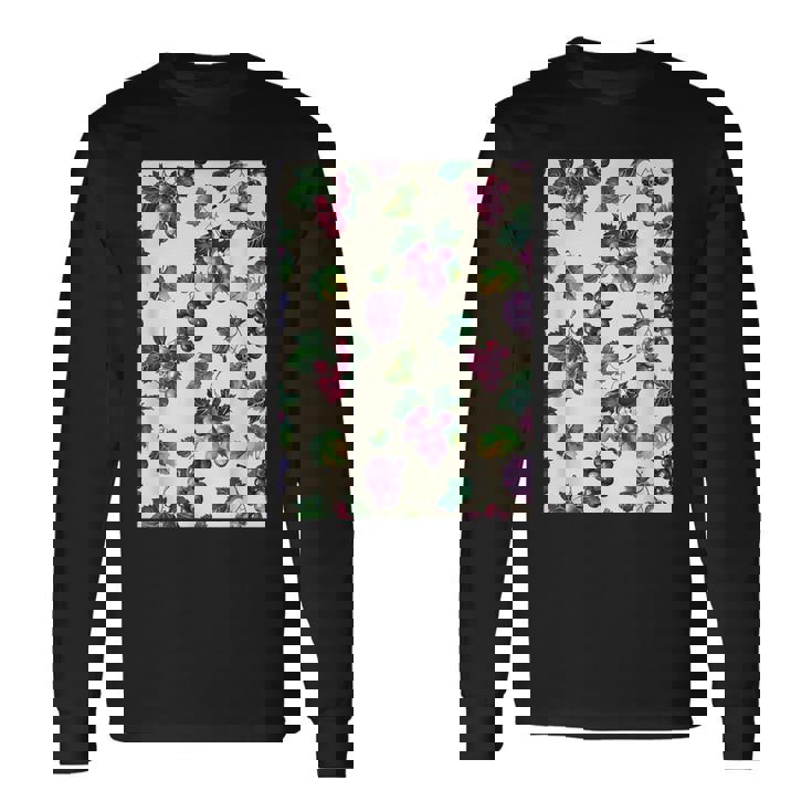 ミニマリストのブドウ柄アート。 長袖Tシャツ