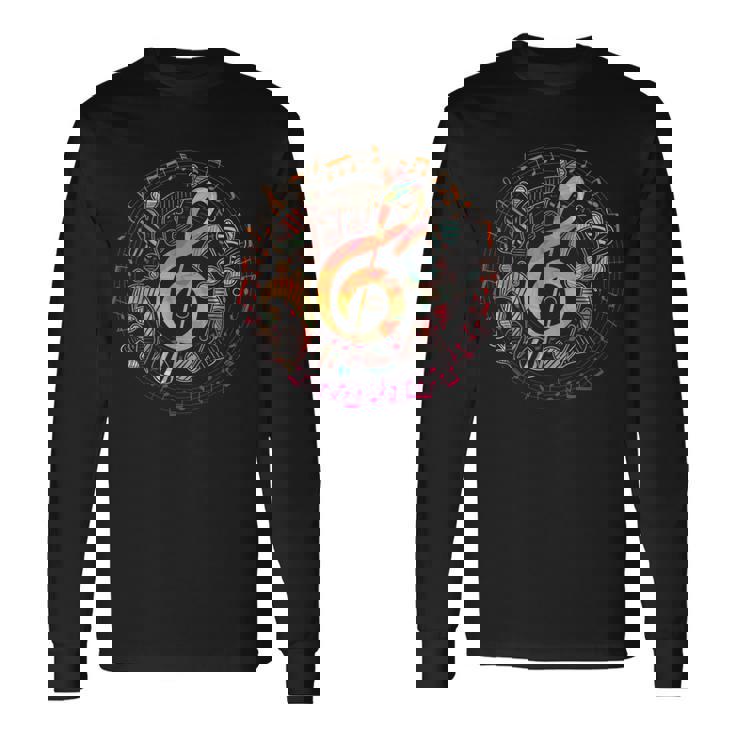 ミュージシャンギフト ト音記号音楽 長袖Tシャツ