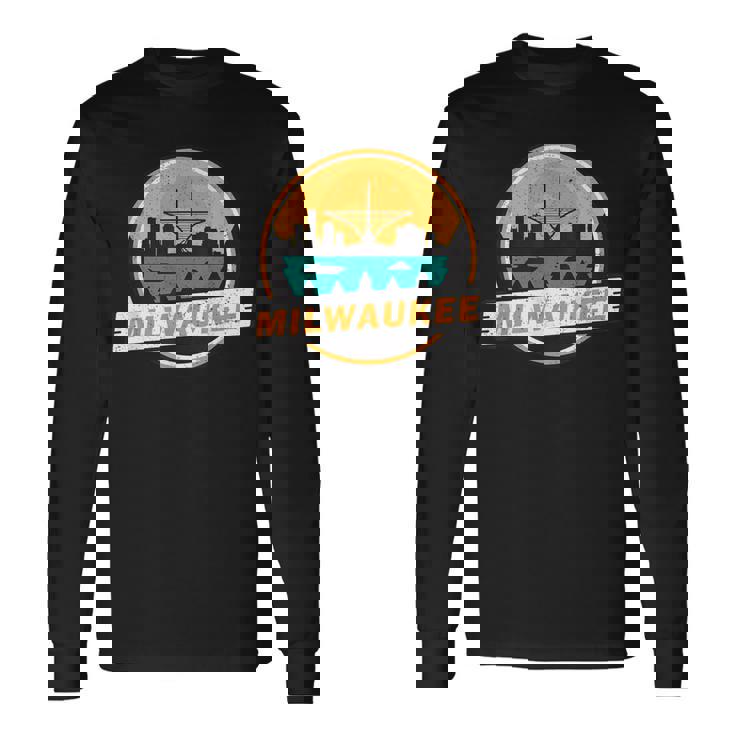 ミルウォーキー スカイライン ランドマーク ミルウォーキー ベイ ヴィンテージ 長袖Tシャツ