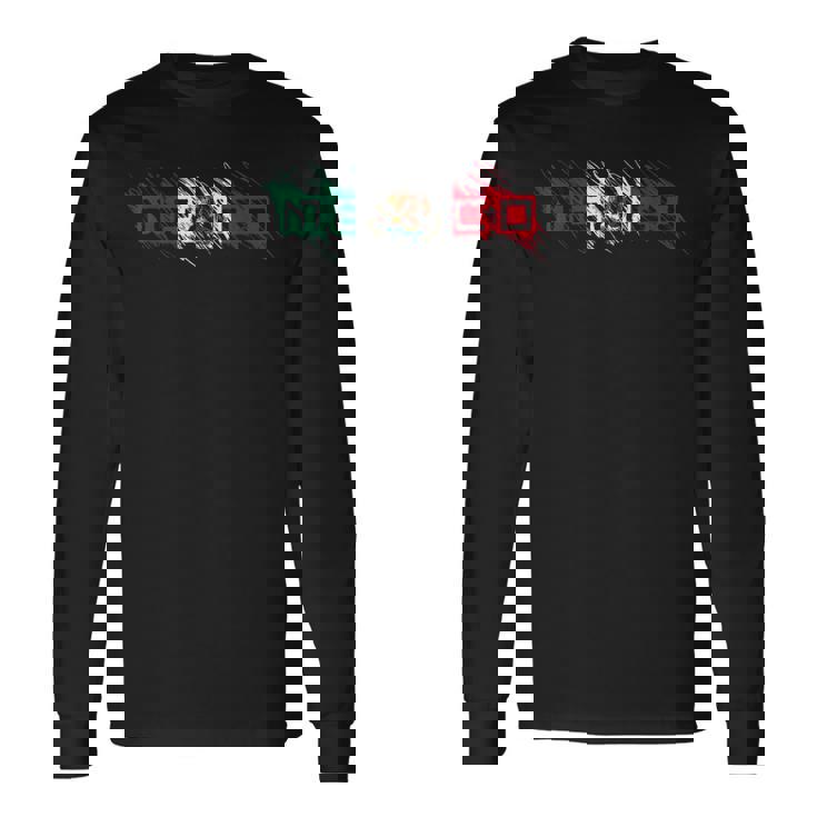 メキシコ メキシコ国旗 落書き文字 ラテン系 長袖Tシャツ ギフトのアイデア