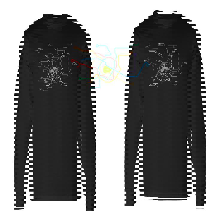 メトロ 東京 全線 路線図 電車 地下鉄 長袖Tシャツ