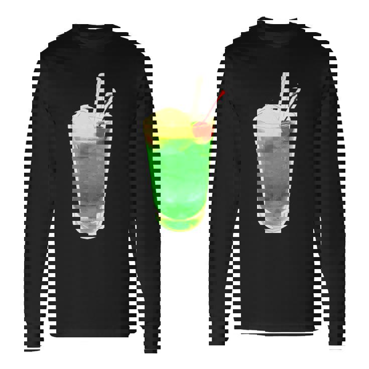 メロンソーダ／クリームソーダ（スイーツ ポップ）夏【サマータイム】昭和レトロ 80S かわいい デザイン 長袖Tシャツ ギフトのアイデア