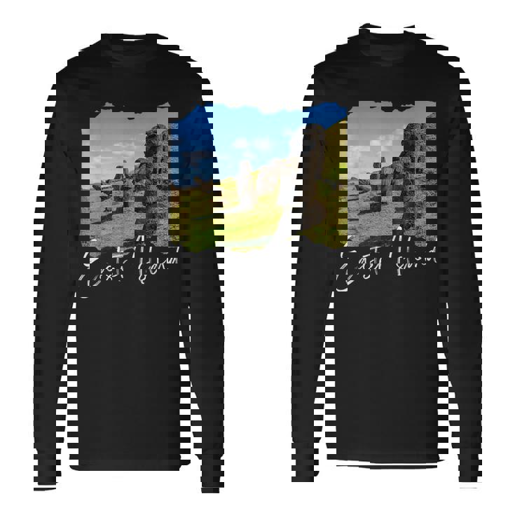 モアイ像 イースター島 ラパヌイ 長袖Tシャツ